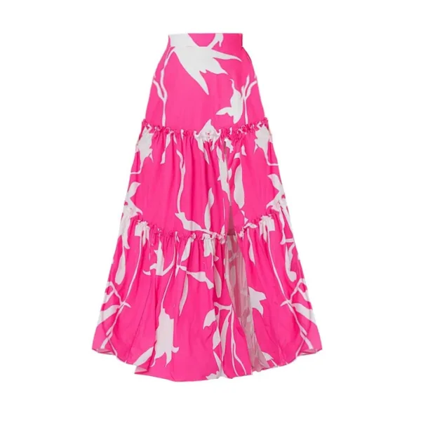 V-Neck Printed One-Piece Swimsuit and Skirt Set