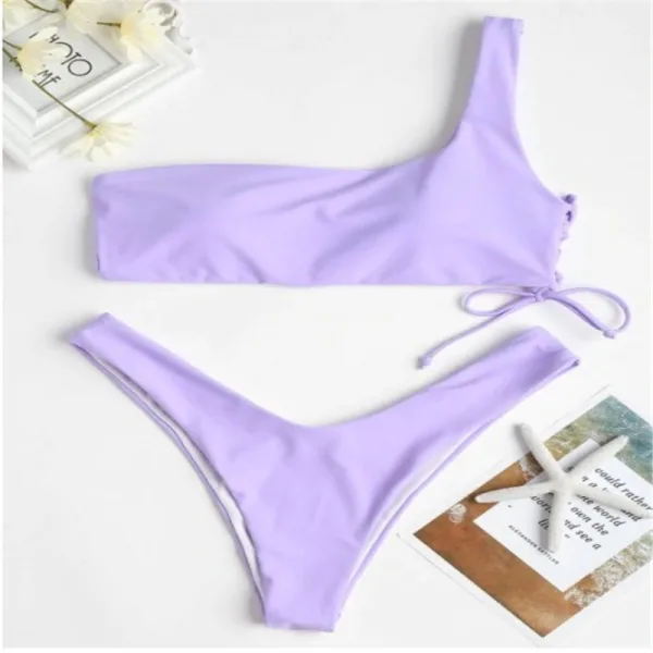 One-Shoulder Bikini Set in Radiant Purple