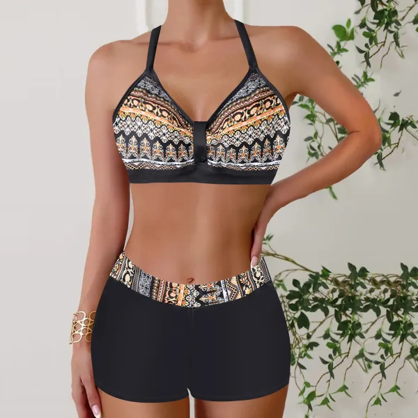 Halter Neck Printed Bikini Set