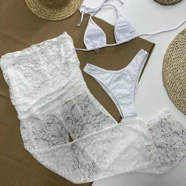 Aurelia Three-Piece Lace Bikini Set