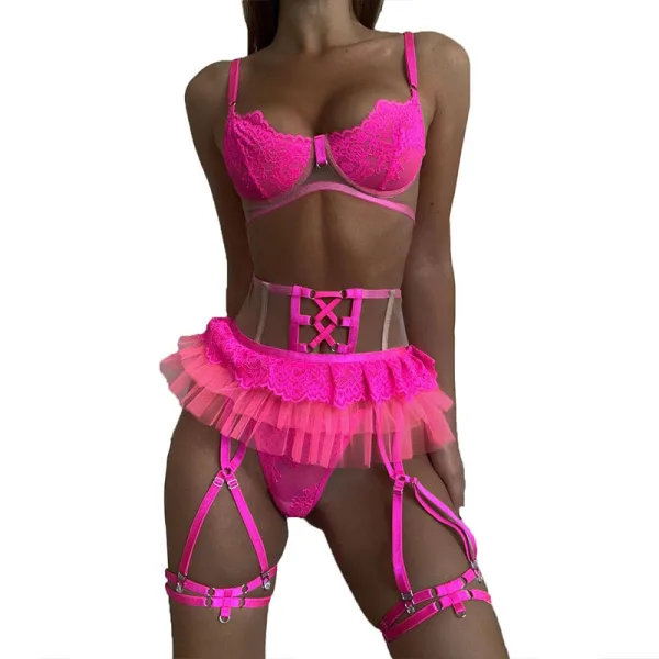 Mesh Contrast Bikini Set with Underwire Support