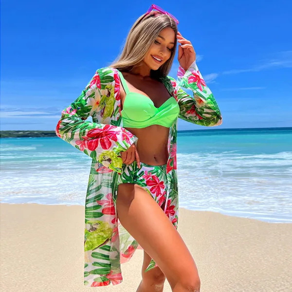 Verona Printed Three-Piece Bikini Set