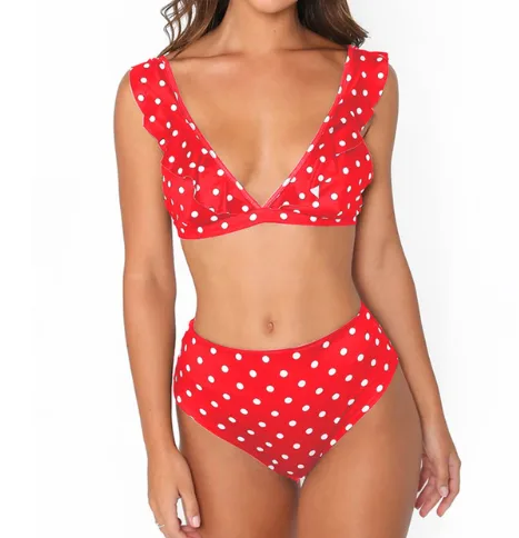 Floral Border High-Waist Bikini Set