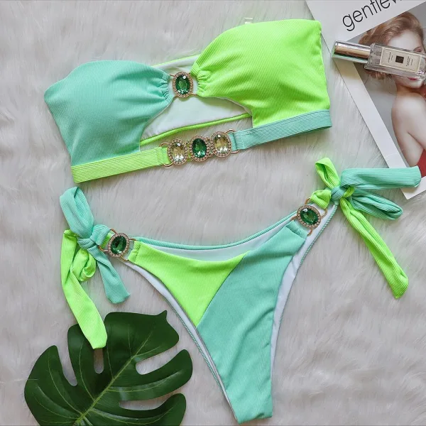 Crystal Embellished Two-Piece Bikini