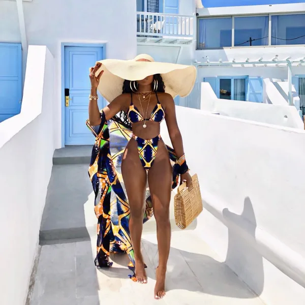Retro Lace-Up Two-Piece Bikini Set