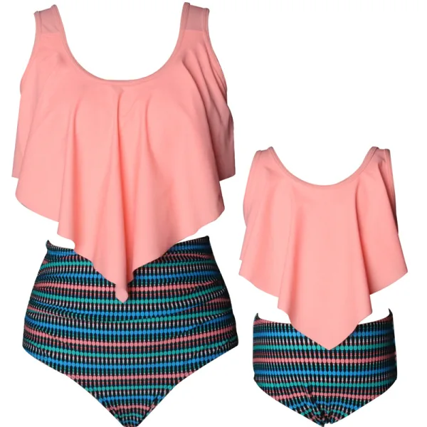 Floral High-Waist Bikini with Ruffled Detailing