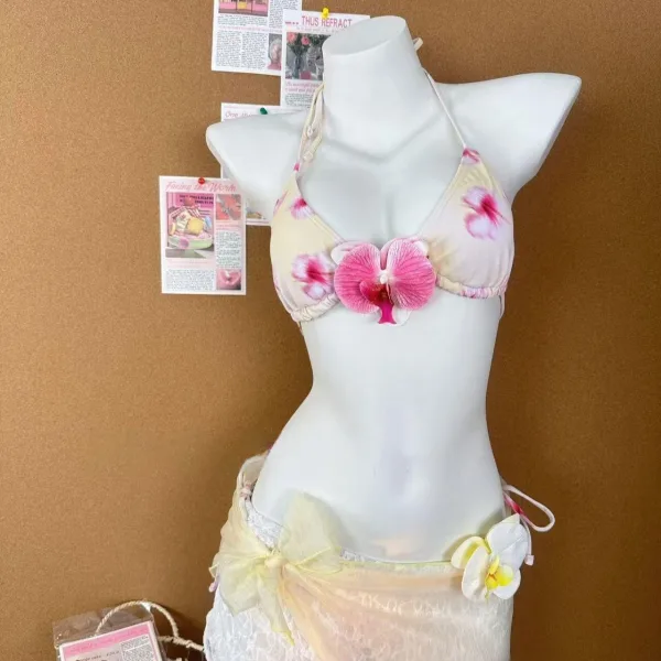 Floral Skirted Bikini Set with Push-Up Support