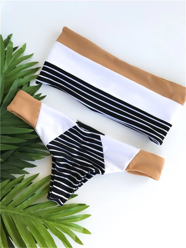 Striped Triangle Bikini Set