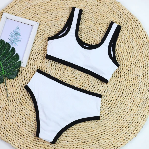Monochrome High-Waist Bikini Set