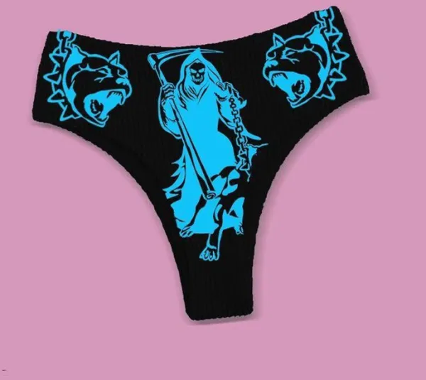 Graphic Print Bikini Set with Soft Bust Padding