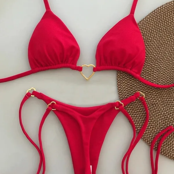 Minimalist Low-Rise Lace-Up Bikini Set