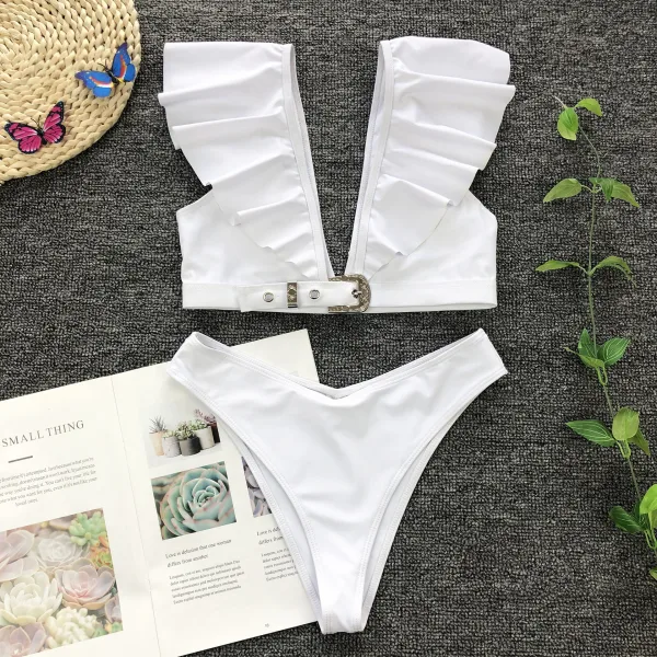 Adelaide Ruffle Trim Triangle Bikini Set