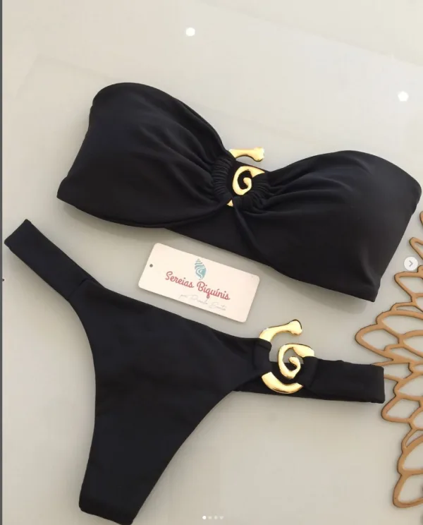 Metallic Accent Bikini Set