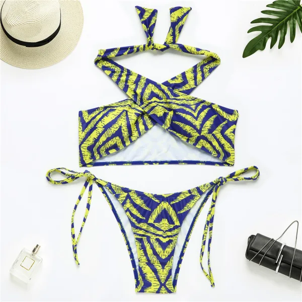 Cross-Front Split Bikini Set