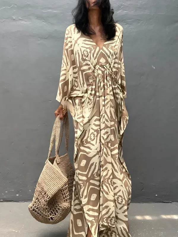 Rayon Drawstring Beach Cover-Up
