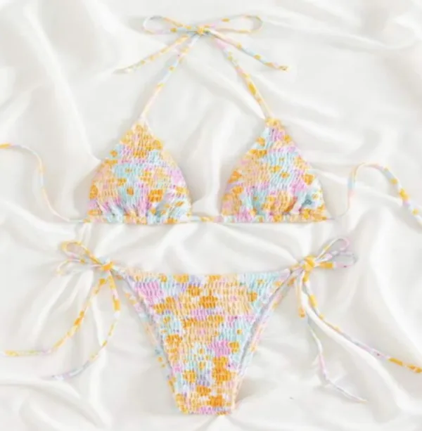 Smocked Banded Bikini Set