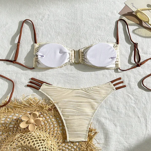 Striped Bikini Set in Classic Earth Tones