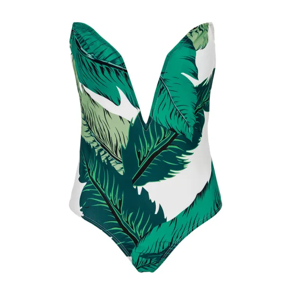 V-Neck Wrapped One-Piece Swimsuit