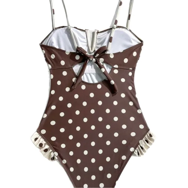 Polka Dot One-Piece Swimsuit with Tie-Straps