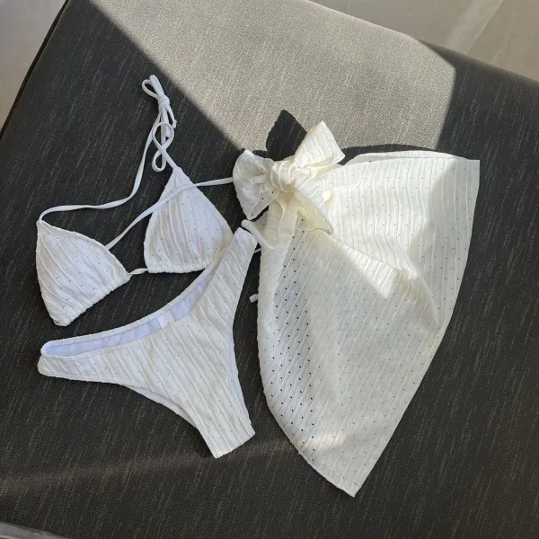Banded Drawstring Bikini Three-Piece Set