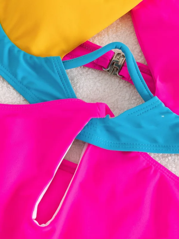 Contrast Splice One-Piece Swimsuit