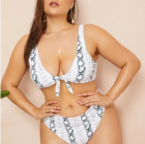 Knotted High-Waist Bikini Set in Striped Print