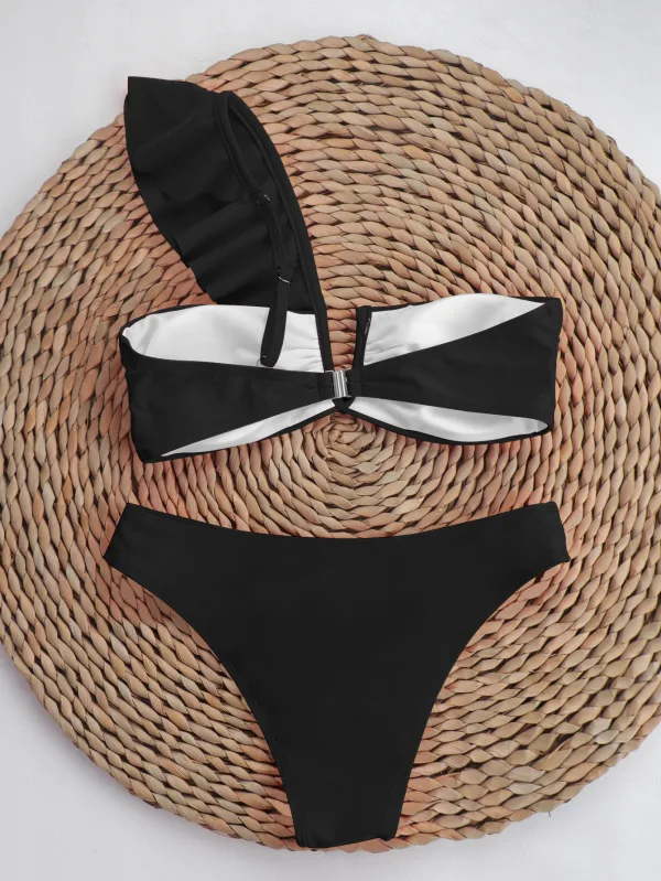 One-Shoulder Ruffled Bikini Set