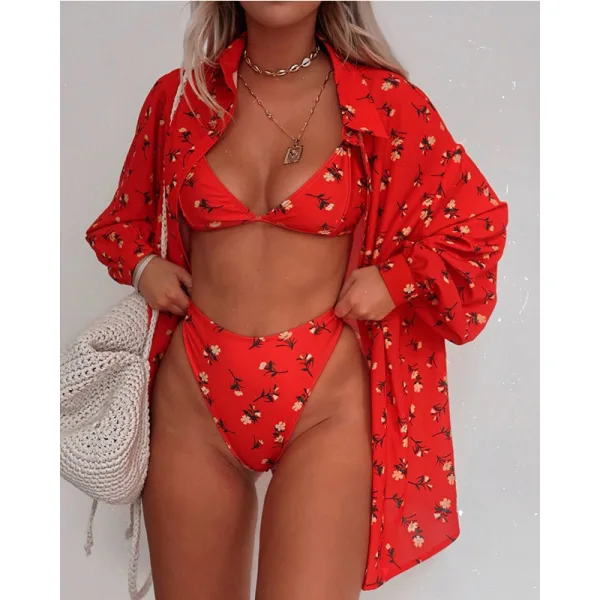 Floral Print Bikini Set with Soft Padding