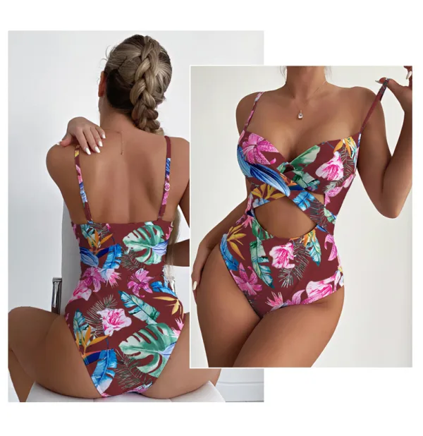 Printed One-Piece Swimsuit with Underwire Support