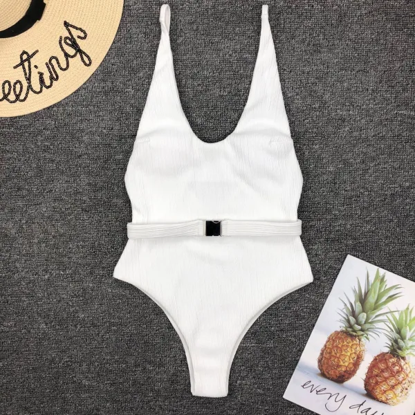 Belted Buckle Bikini Set in Solid Hue