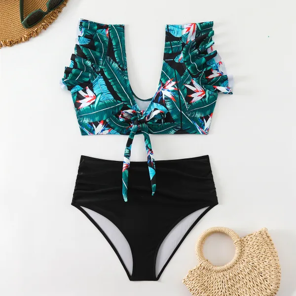 Flounced High-Waist Bikini Set
