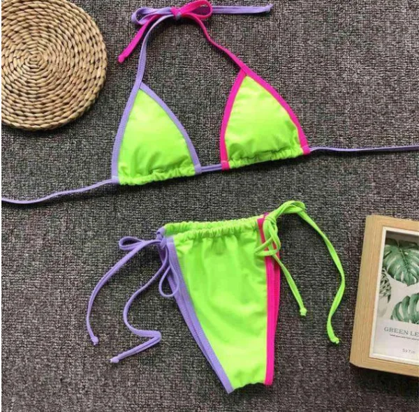 Candy-Stitch Halter Bikini Set
