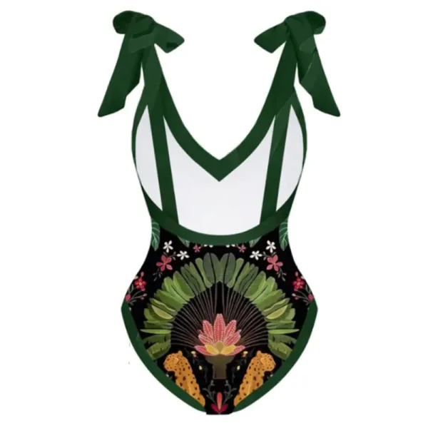Botanical Print One-Piece Swimsuit with Coordinating Skirt