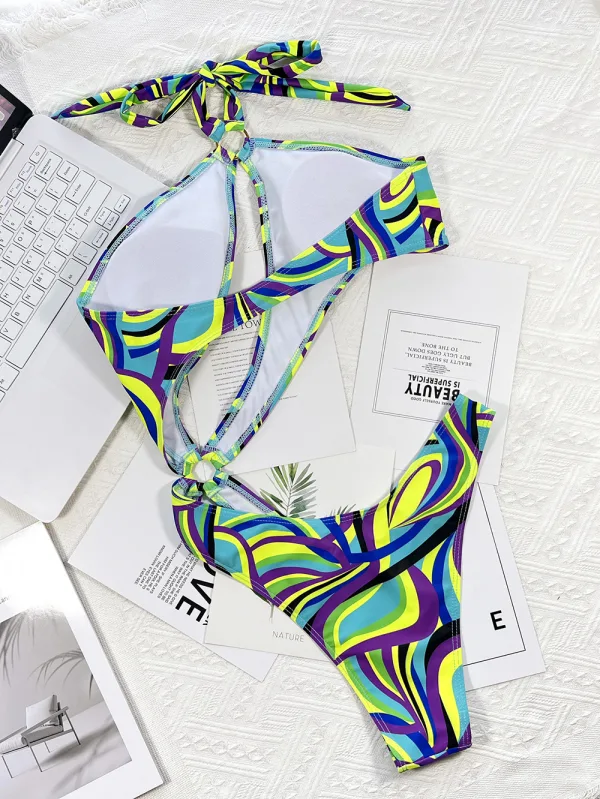 Emerald Cut-Out Drawstring One-Piece Swimsuit