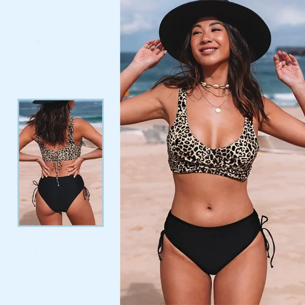 Leopard Print High-Waist Bikini Set