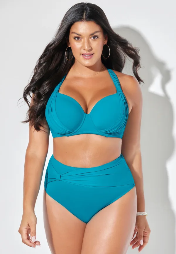 Solid Colour Two-Piece Bikini Set