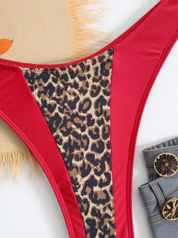 Valencia Thong Bikini Set in Red