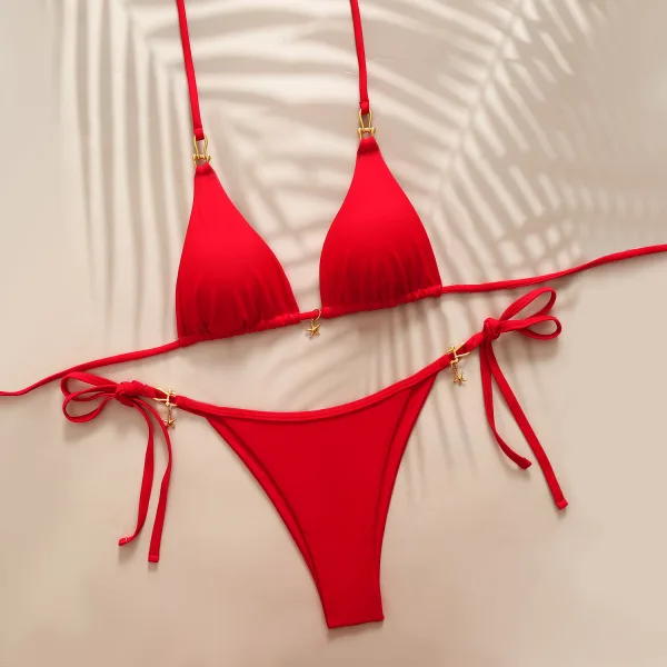 Halterneck Open-Back Two-Piece Bikini Set