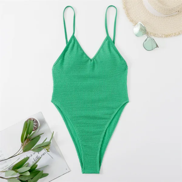 Deep V-Neck One-Piece Swimsuit