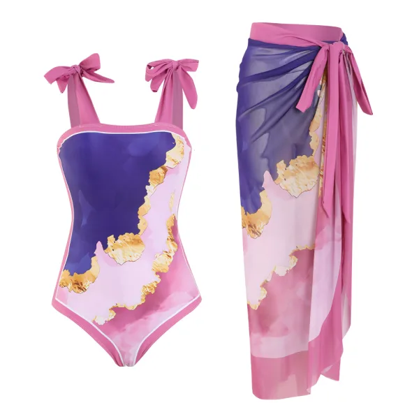 Floral Print Bikini Set with Matching Sarong