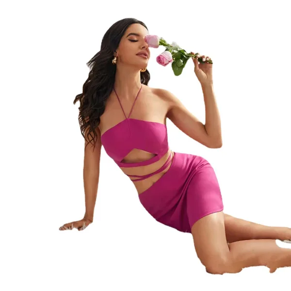 Halter Tube Top Bikini Set with Matching Skirt