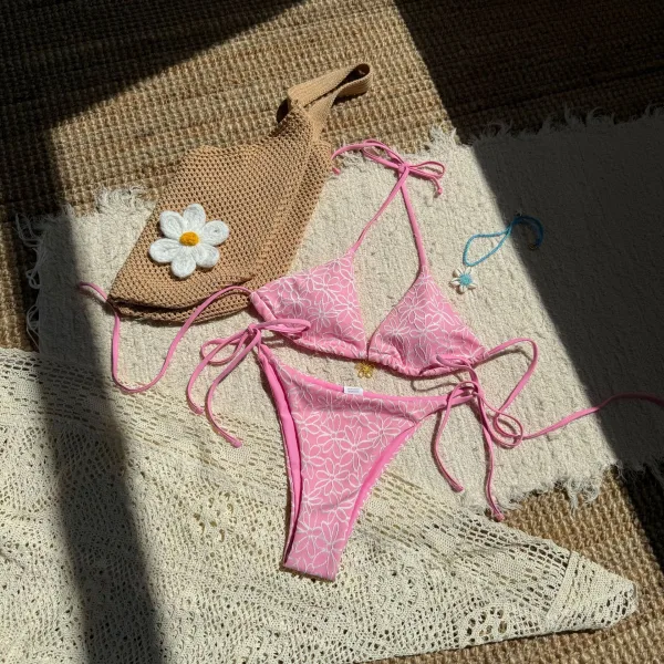 Halter Lace-Up Bikini Set