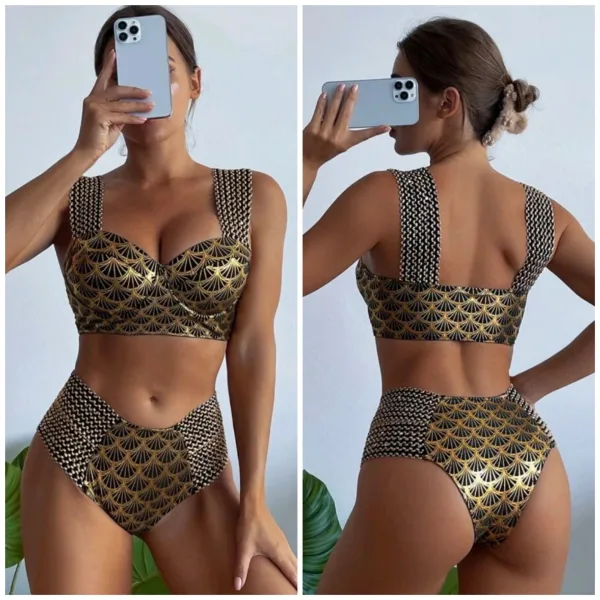 Bronzing High-Waist Bikini Set