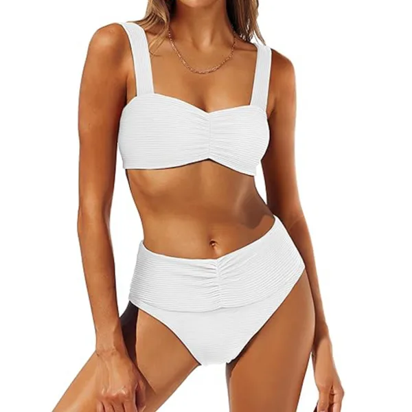 Adelaide High-Waist Bikini with Pleated Straps