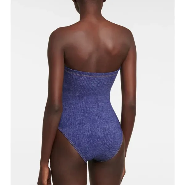Denim-Effect One-Piece Swimsuit