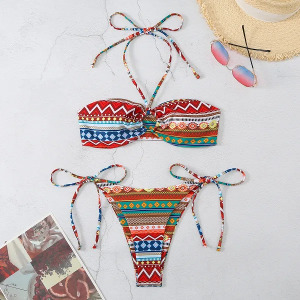 Halter Neck Split Bikini Set