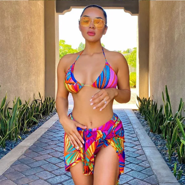 Three-Piece Bikini Set with Matching Cover-Up